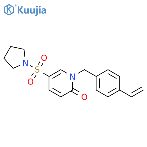 1-(4-ethenylphenyl)methyl-5-(pyrrolidine-1-sulfonyl)-1,2-dihydropyridin-2-one structure