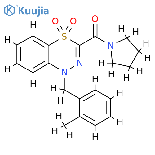 1-(2-methylphenyl)methyl-3-(pyrrolidine-1-carbonyl)-1H-4lambda6,1,2-benzothiadiazine-4,4-dione structure