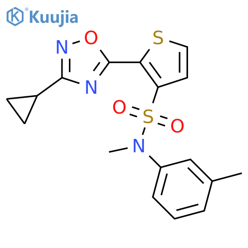 2-(3-cyclopropyl-1,2,4-oxadiazol-5-yl)-N-methyl-N-(3-methylphenyl)thiophene-3-sulfonamide structure