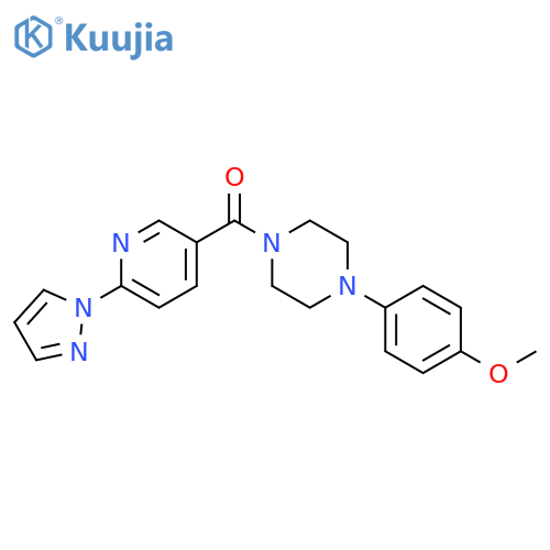 1-(4-methoxyphenyl)-4-6-(1H-pyrazol-1-yl)pyridine-3-carbonylpiperazine structure