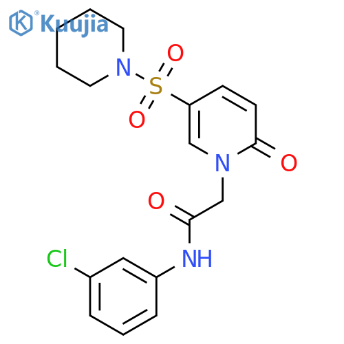 N-(3-chlorophenyl)-2-[2-oxo-5-(piperidine-1-sulfonyl)-1,2-dihydropyridin-1-yl]acetamide structure