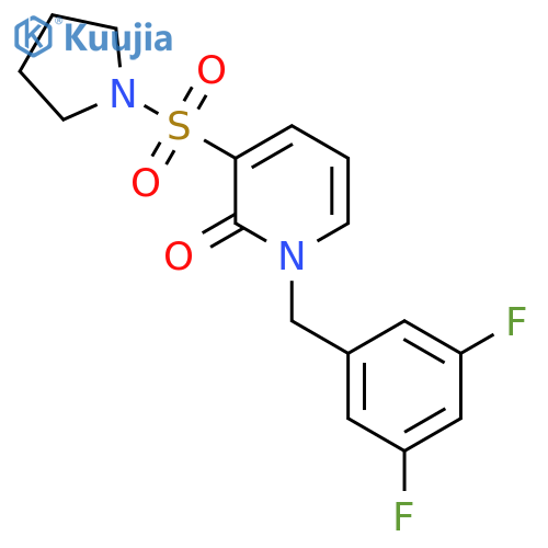 1-(3,5-difluorophenyl)methyl-3-(pyrrolidine-1-sulfonyl)-1,2-dihydropyridin-2-one structure