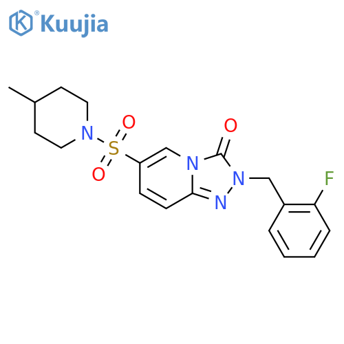 2-(2-fluorophenyl)methyl-6-(4-methylpiperidin-1-yl)sulfonyl-2H,3H-1,2,4triazolo4,3-apyridin-3-one structure
