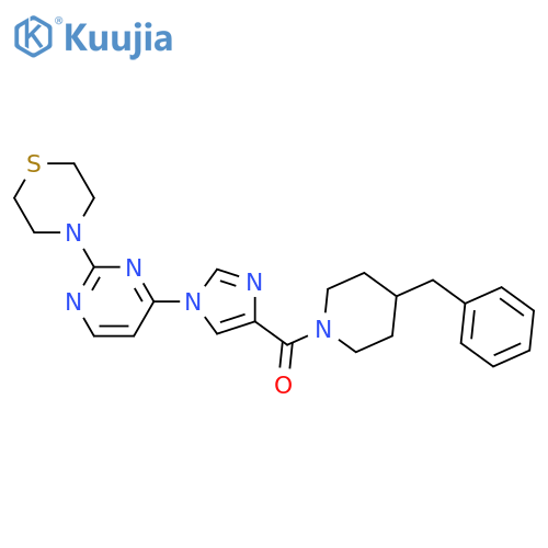 4-{6-[4-(4-benzylpiperidine-1-carbonyl)-1H-imidazol-1-yl]pyrimidin-4-yl}thiomorpholine structure