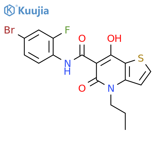 N-(4-bromo-2-fluorophenyl)-7-hydroxy-5-oxo-4-propyl-4H,5H-thieno3,2-bpyridine-6-carboxamide structure