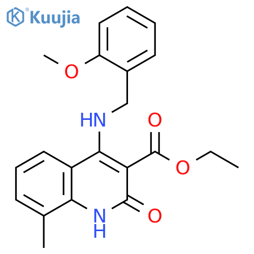 ethyl 4-{[(2-methoxyphenyl)methyl]amino}-8-methyl-2-oxo-1,2-dihydroquinoline-3-carboxylate structure