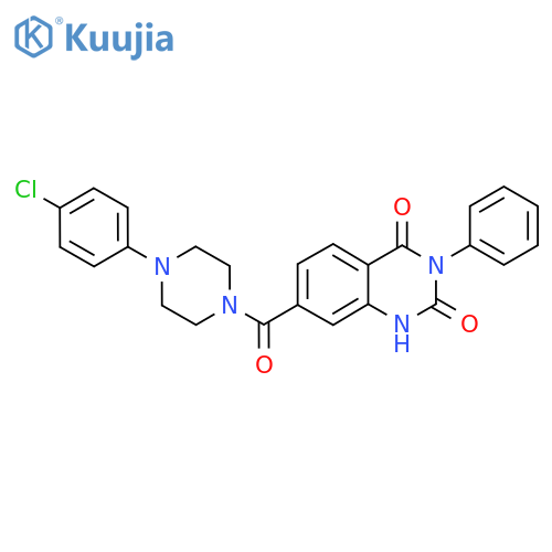 7-4-(4-chlorophenyl)piperazine-1-carbonyl-3-phenyl-1,2,3,4-tetrahydroquinazoline-2,4-dione structure