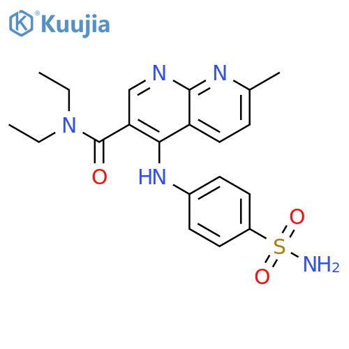 N,N-diethyl-7-methyl-4-[(4-sulfamoylphenyl)amino]-1,8-naphthyridine-3-carboxamide structure