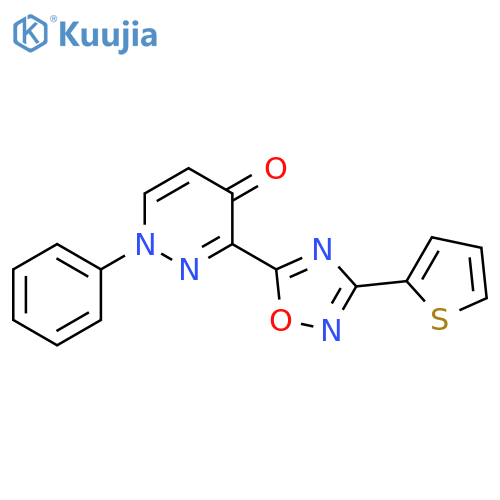 1-phenyl-3-[3-(thiophen-2-yl)-1,2,4-oxadiazol-5-yl]-1,4-dihydropyridazin-4-one structure
