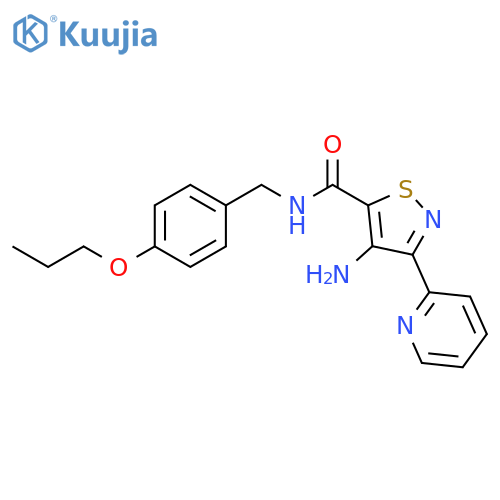 4-amino-N-[(4-propoxyphenyl)methyl]-3-(pyridin-2-yl)-1,2-thiazole-5-carboxamide structure