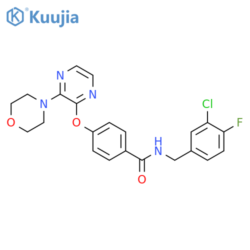 N-[(3-chloro-4-fluorophenyl)methyl]-4-{[3-(morpholin-4-yl)pyrazin-2-yl]oxy}benzamide structure