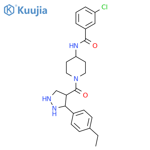 3-chloro-N-{1-3-(4-ethylphenyl)-1H-pyrazole-4-carbonylpiperidin-4-yl}benzamide structure