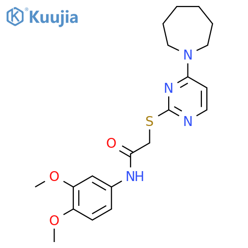 2-{4-(azepan-1-yl)pyrimidin-2-ylsulfanyl}-N-(3,4-dimethoxyphenyl)acetamide structure
