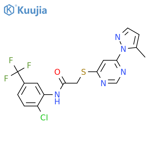 N-2-chloro-5-(trifluoromethyl)phenyl-2-{6-(5-methyl-1H-pyrazol-1-yl)pyrimidin-4-ylsulfanyl}acetamide structure