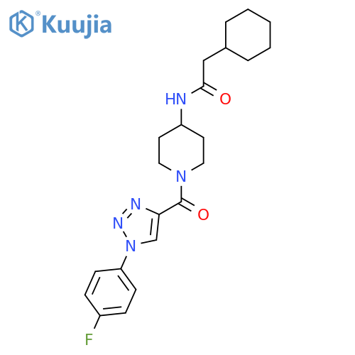 2-cyclohexyl-N-{1-1-(4-fluorophenyl)-1H-1,2,3-triazole-4-carbonylpiperidin-4-yl}acetamide structure