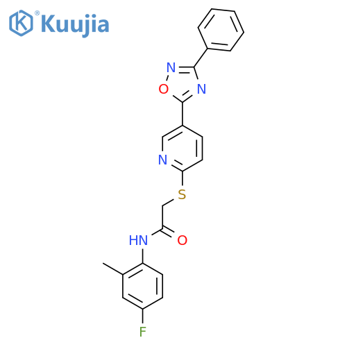 N-(4-fluoro-2-methylphenyl)-2-{5-(3-phenyl-1,2,4-oxadiazol-5-yl)pyridin-2-ylsulfanyl}acetamide structure