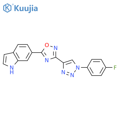6-{3-1-(4-fluorophenyl)-1H-1,2,3-triazol-4-yl-1,2,4-oxadiazol-5-yl}-1H-indole structure