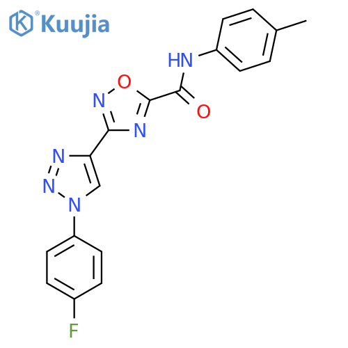 3-1-(4-fluorophenyl)-1H-1,2,3-triazol-4-yl-N-(4-methylphenyl)-1,2,4-oxadiazole-5-carboxamide structure