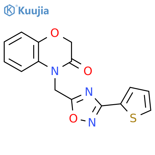 4-{[3-(thiophen-2-yl)-1,2,4-oxadiazol-5-yl]methyl}-3,4-dihydro-2H-1,4-benzoxazin-3-one structure