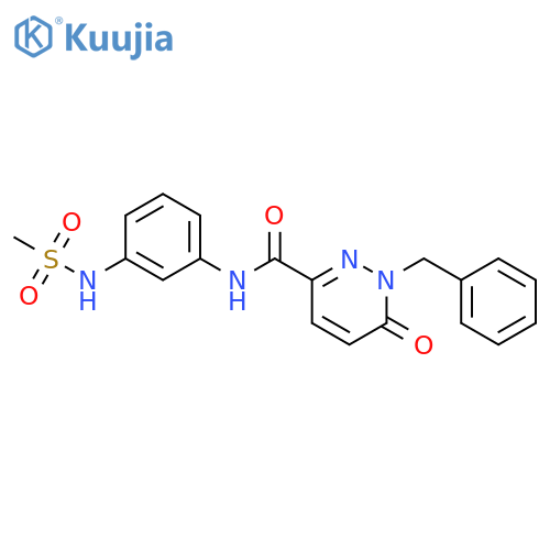 1-benzyl-N-(3-methanesulfonamidophenyl)-6-oxo-1,6-dihydropyridazine-3-carboxamide structure