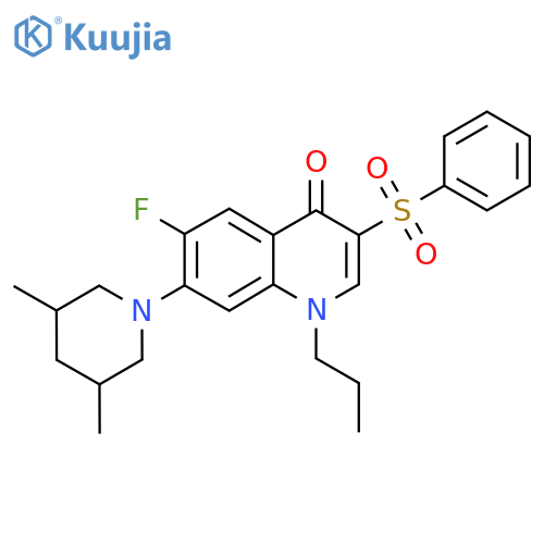 3-(benzenesulfonyl)-7-(3,5-dimethylpiperidin-1-yl)-6-fluoro-1-propyl-1,4-dihydroquinolin-4-one structure