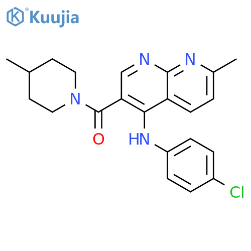 N-(4-chlorophenyl)-7-methyl-3-(4-methylpiperidine-1-carbonyl)-1,8-naphthyridin-4-amine structure
