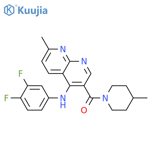 N-(3,4-difluorophenyl)-7-methyl-3-(4-methylpiperidine-1-carbonyl)-1,8-naphthyridin-4-amine structure