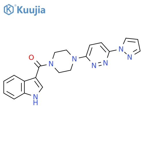 3-{4-6-(1H-pyrazol-1-yl)pyridazin-3-ylpiperazine-1-carbonyl}-1H-indole structure