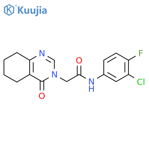 N-(3-chloro-4-fluorophenyl)-2-(4-oxo-3,4,5,6,7,8-hexahydroquinazolin-3-yl)acetamide structure