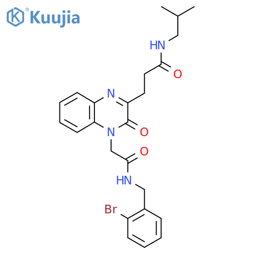 3-[4-({[(2-bromophenyl)methyl]carbamoyl}methyl)-3-oxo-3,4-dihydroquinoxalin-2-yl]-N-(2-methylpropyl)propanamide structure