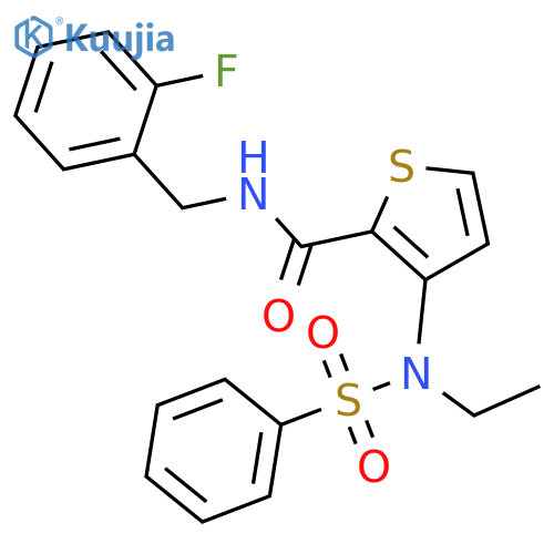 3-(N-ethylbenzenesulfonamido)-N-[(2-fluorophenyl)methyl]thiophene-2-carboxamide structure
