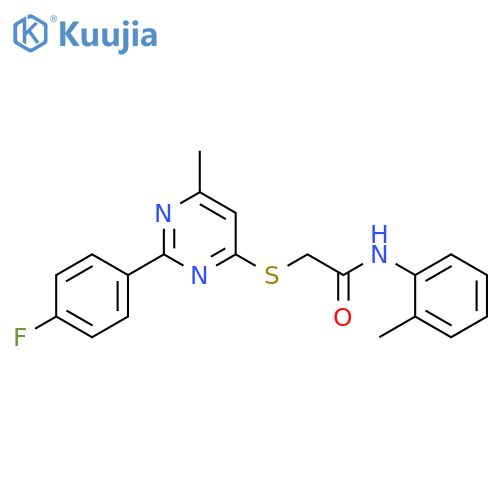 2-{[2-(4-fluorophenyl)-6-methylpyrimidin-4-yl]sulfanyl}-N-(2-methylphenyl)acetamide structure