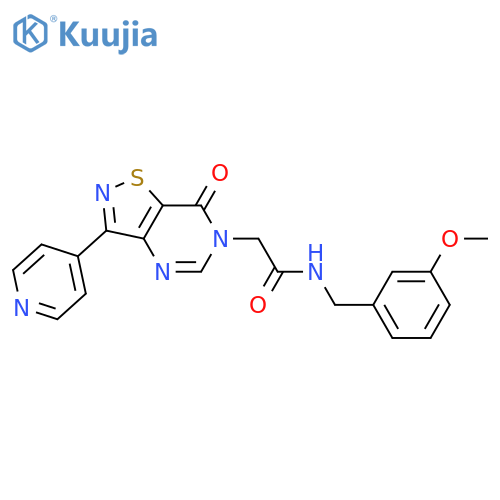 N-(3-methoxyphenyl)methyl-2-7-oxo-3-(pyridin-4-yl)-6H,7H-1,2thiazolo4,5-dpyrimidin-6-ylacetamide structure