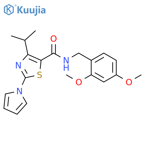 N-[(2,4-dimethoxyphenyl)methyl]-4-(propan-2-yl)-2-(1H-pyrrol-1-yl)-1,3-thiazole-5-carboxamide structure