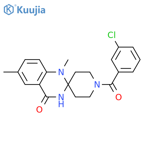 1'-(3-chlorobenzoyl)-1,6-dimethylspiro[3H-quinazoline-2,4'-piperidine]-4-one structure