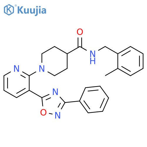 N-[(2-methylphenyl)methyl]-1-[3-(3-phenyl-1,2,4-oxadiazol-5-yl)pyridin-2-yl]piperidine-4-carboxamide structure