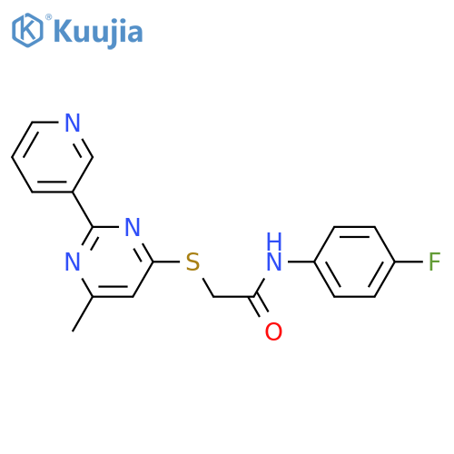 N-(4-fluorophenyl)-2-{[6-methyl-2-(pyridin-3-yl)pyrimidin-4-yl]sulfanyl}acetamide structure