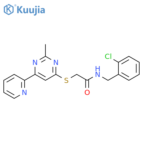 N-[(2-chlorophenyl)methyl]-2-{[2-methyl-6-(pyridin-2-yl)pyrimidin-4-yl]sulfanyl}acetamide structure