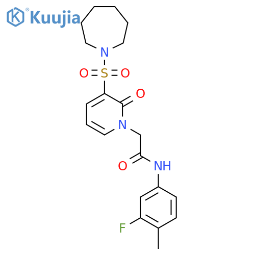 2-3-(azepane-1-sulfonyl)-2-oxo-1,2-dihydropyridin-1-yl-N-(3-fluoro-4-methylphenyl)acetamide structure