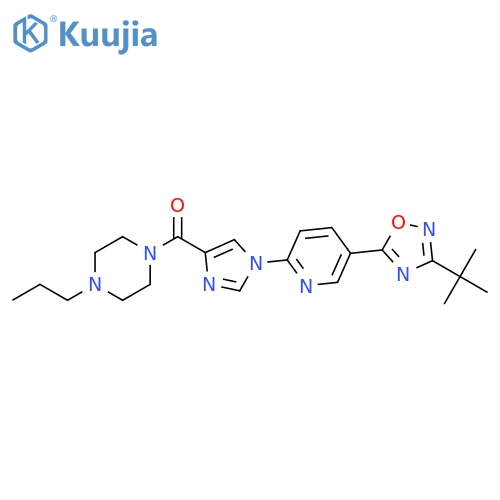 1-{1-5-(3-tert-butyl-1,2,4-oxadiazol-5-yl)pyridin-2-yl-1H-imidazole-4-carbonyl}-4-propylpiperazine structure