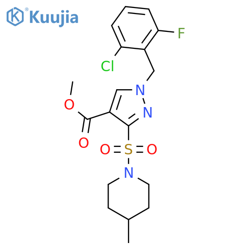 methyl 1-[(2-chloro-6-fluorophenyl)methyl]-3-[(4-methylpiperidin-1-yl)sulfonyl]-1H-pyrazole-4-carboxylate structure