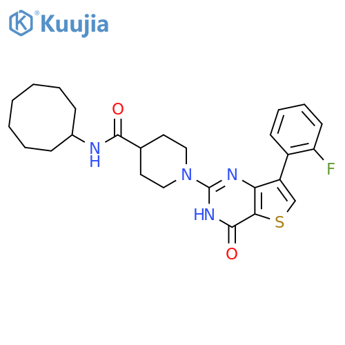 N-cyclooctyl-1-7-(2-fluorophenyl)-4-oxo-3H,4H-thieno3,2-dpyrimidin-2-ylpiperidine-4-carboxamide structure