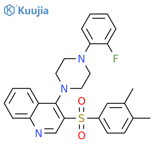 3-(3,4-dimethylbenzenesulfonyl)-4-4-(2-fluorophenyl)piperazin-1-ylquinoline structure