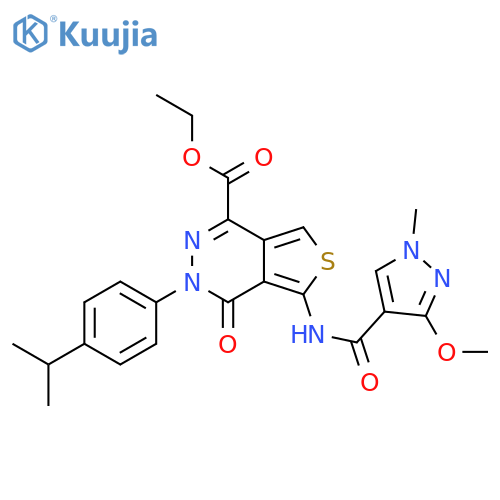 ethyl 5-(3-methoxy-1-methyl-1H-pyrazole-4-amido)-4-oxo-3-[4-(propan-2-yl)phenyl]-3H,4H-thieno[3,4-d]pyridazine-1-carboxylate structure