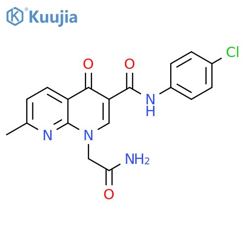 1-(carbamoylmethyl)-N-(4-chlorophenyl)-7-methyl-4-oxo-1,4-dihydro-1,8-naphthyridine-3-carboxamide structure