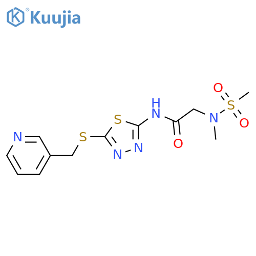 2-(N-methylmethanesulfonamido)-N-(5-{[(pyridin-3-yl)methyl]sulfanyl}-1,3,4-thiadiazol-2-yl)acetamide structure