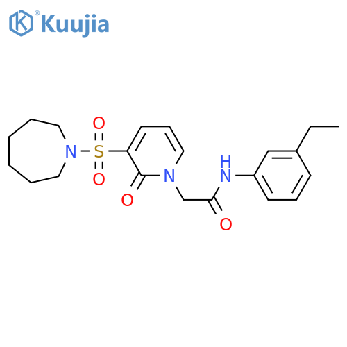 2-3-(azepane-1-sulfonyl)-2-oxo-1,2-dihydropyridin-1-yl-N-(3-ethylphenyl)acetamide structure