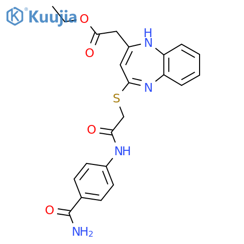 ethyl 2-4-({(4-carbamoylphenyl)carbamoylmethyl}sulfanyl)-1H-1,5-benzodiazepin-2-ylacetate structure