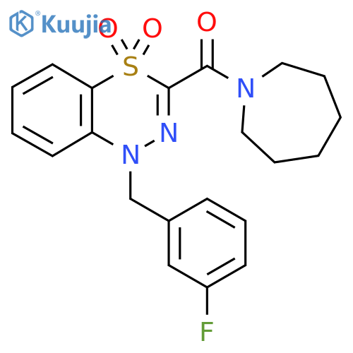 3-(azepane-1-carbonyl)-1-(3-fluorophenyl)methyl-1H-4lambda6,1,2-benzothiadiazine-4,4-dione structure