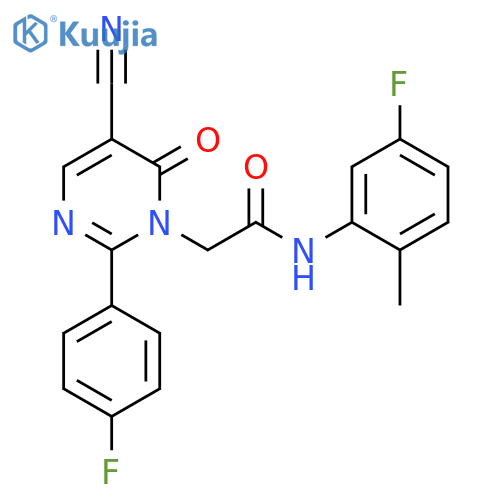 2-[5-cyano-2-(4-fluorophenyl)-6-oxo-1,6-dihydropyrimidin-1-yl]-N-(5-fluoro-2-methylphenyl)acetamide structure